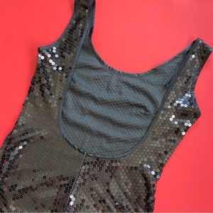 Solid Black Carpezio Collection Full Sequin Backless Dress